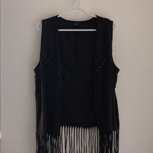 Dark brown fringe vest